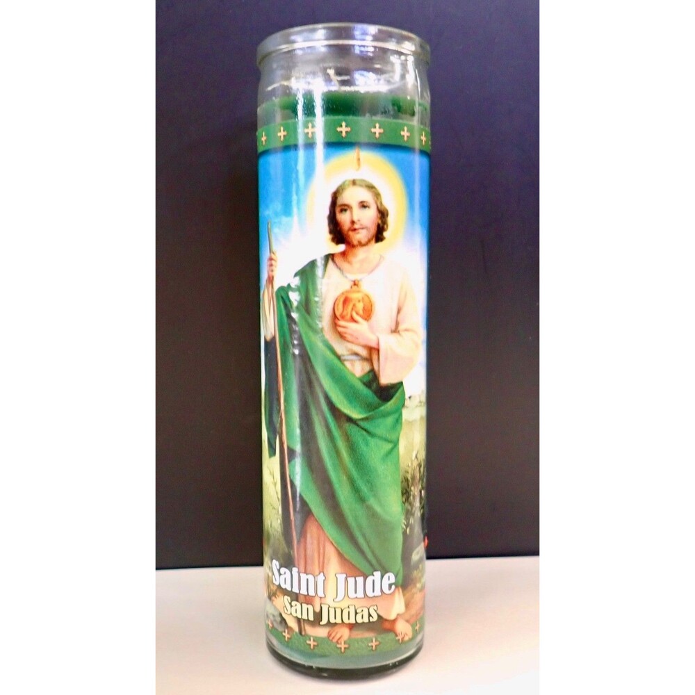 Saint Jude Candle Co. Candle English and Spanish San Judas Tadeo 8" tall New